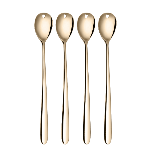 Latté lžičky se srdíčkem champagne 4 ks set – Love Cutlery